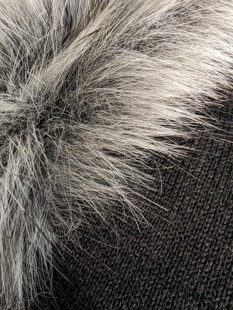 Schalhaube Strick mit Pelz Schal Gebeana 9591 mittelgrau/anthrazit