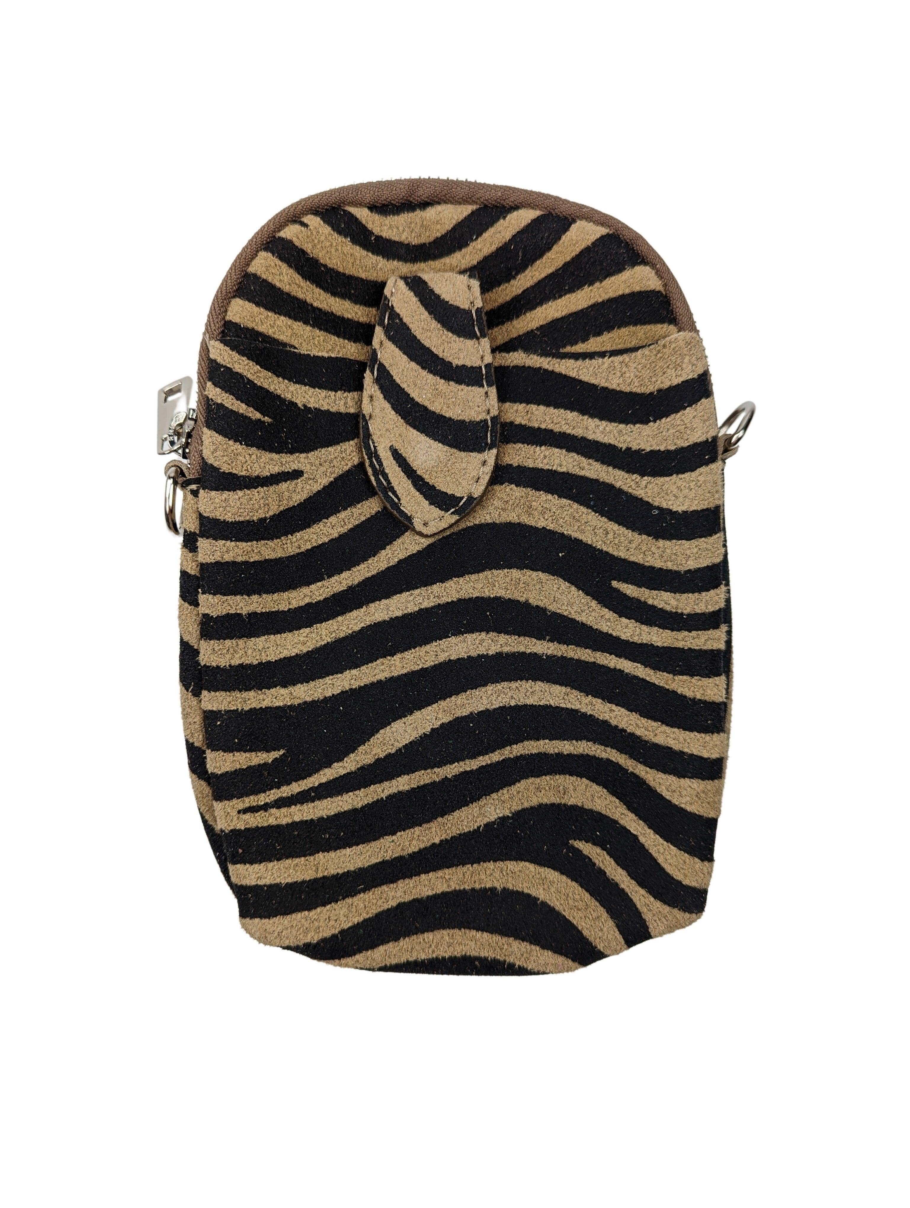 Umhängetasche mit Handyfach Handytasche Kolibri Ulm Zebra Taupe