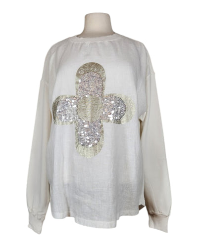 Sweatshirt Leinenpatch