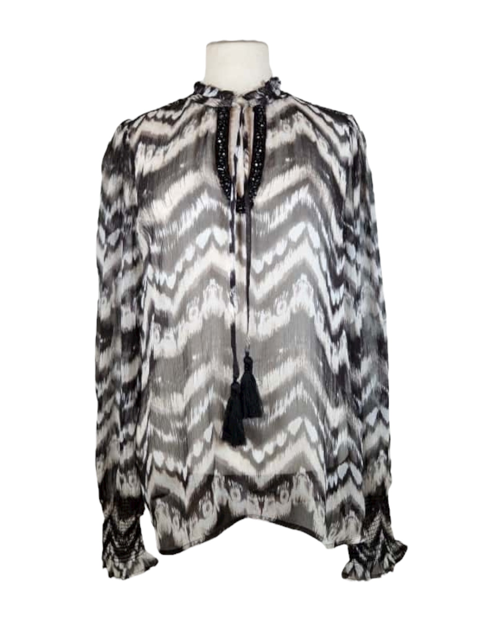 Chiffonbluse Zackenmuster