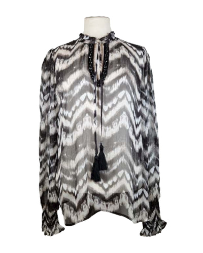 Chiffonbluse Zackenmuster