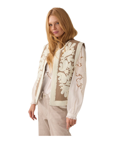 Weste Embroidered Gabardine