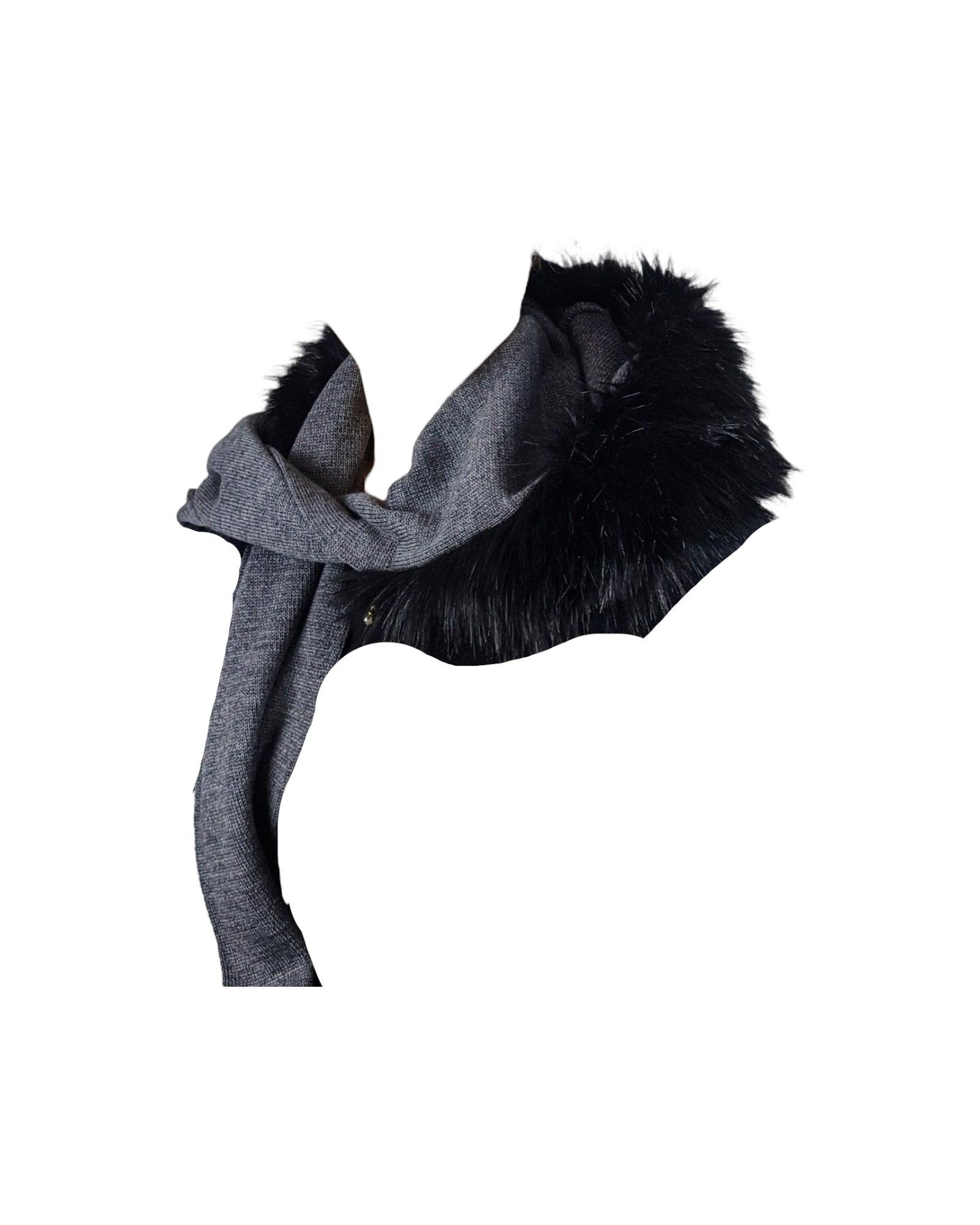 Écharpe à capuche, tricotée avec fourrure