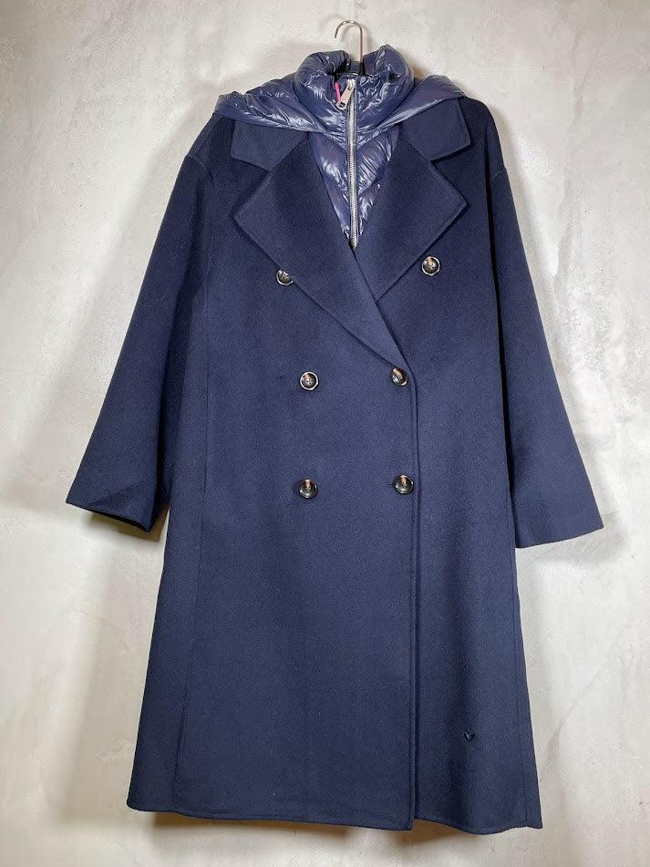 Manteau en laine Idalina rapiécé avec capuche en nylon