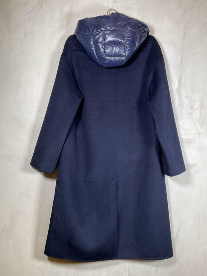 Manteau en laine Idalina rapiécé avec capuche en nylon