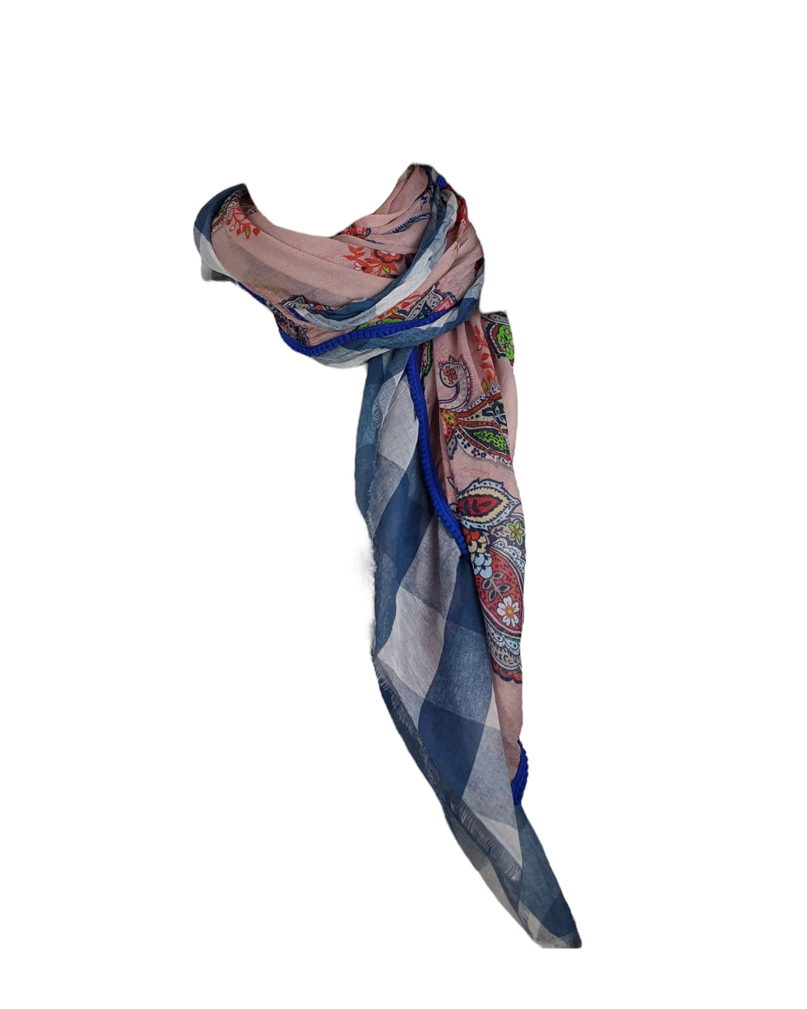 Schaltuch Blau/Lachs/Bunt