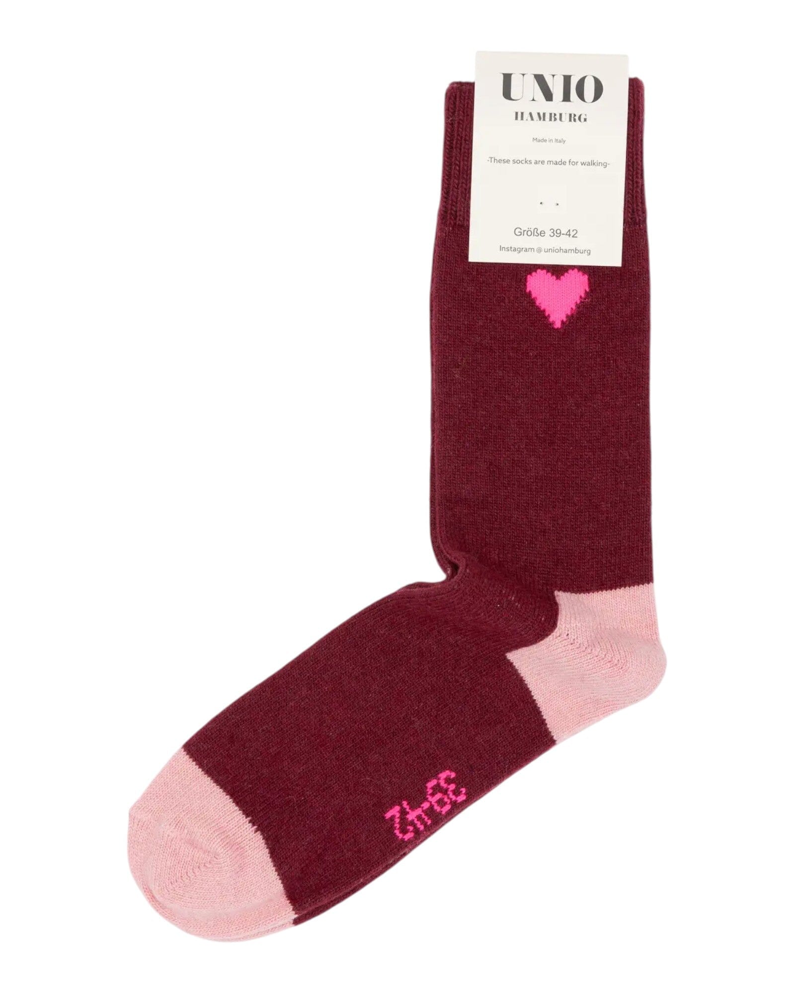 Amore Cashmere Socken UNIO 04 Bordeaux-Pink 36-38 