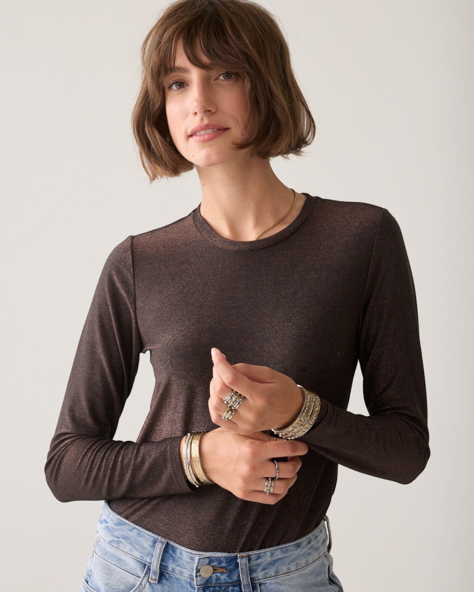 Basic Tee Shirt Summum Woman 754 Dark Chocolate S 