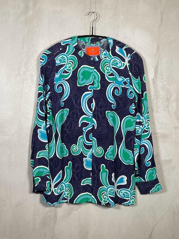 Bluse 1/1 Arm durchgeknöpft mit Druck Bluse Lieblingsstück 490P2 navy 36 