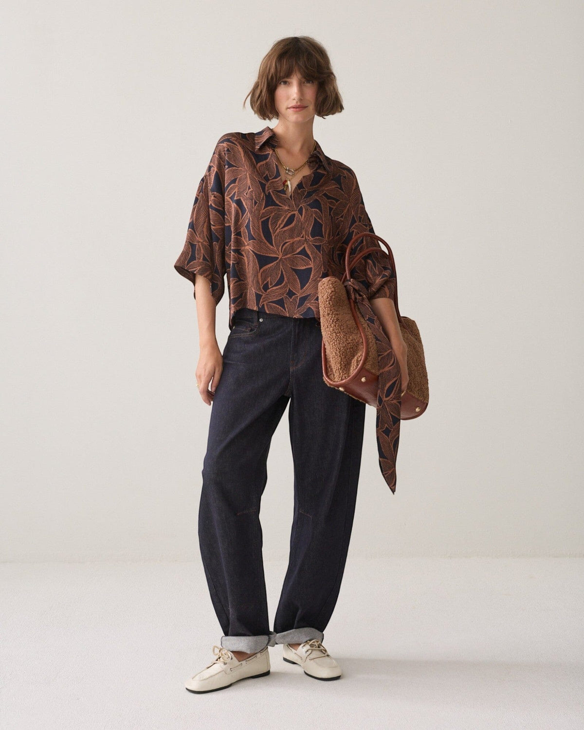 Bluse Abstract Flowers Bluse Summum Woman 495 Midnight Blue 36 
