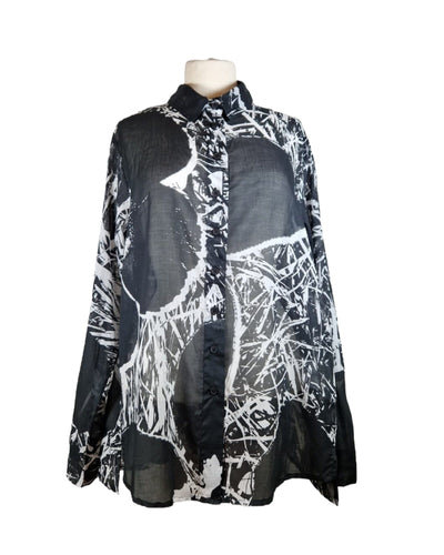 Bluse Bluse Rundholz Black Label 111 Black offwhite Print S 