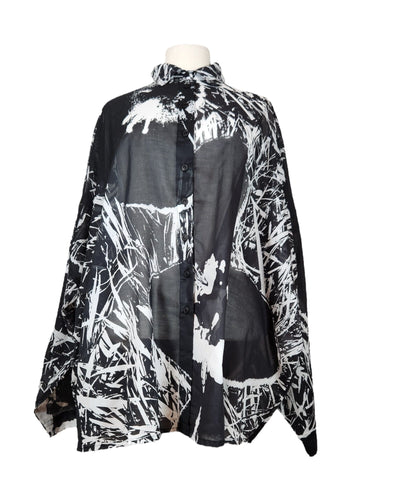 Bluse Bluse Rundholz Black Label 111 Black Offwhite Print S 