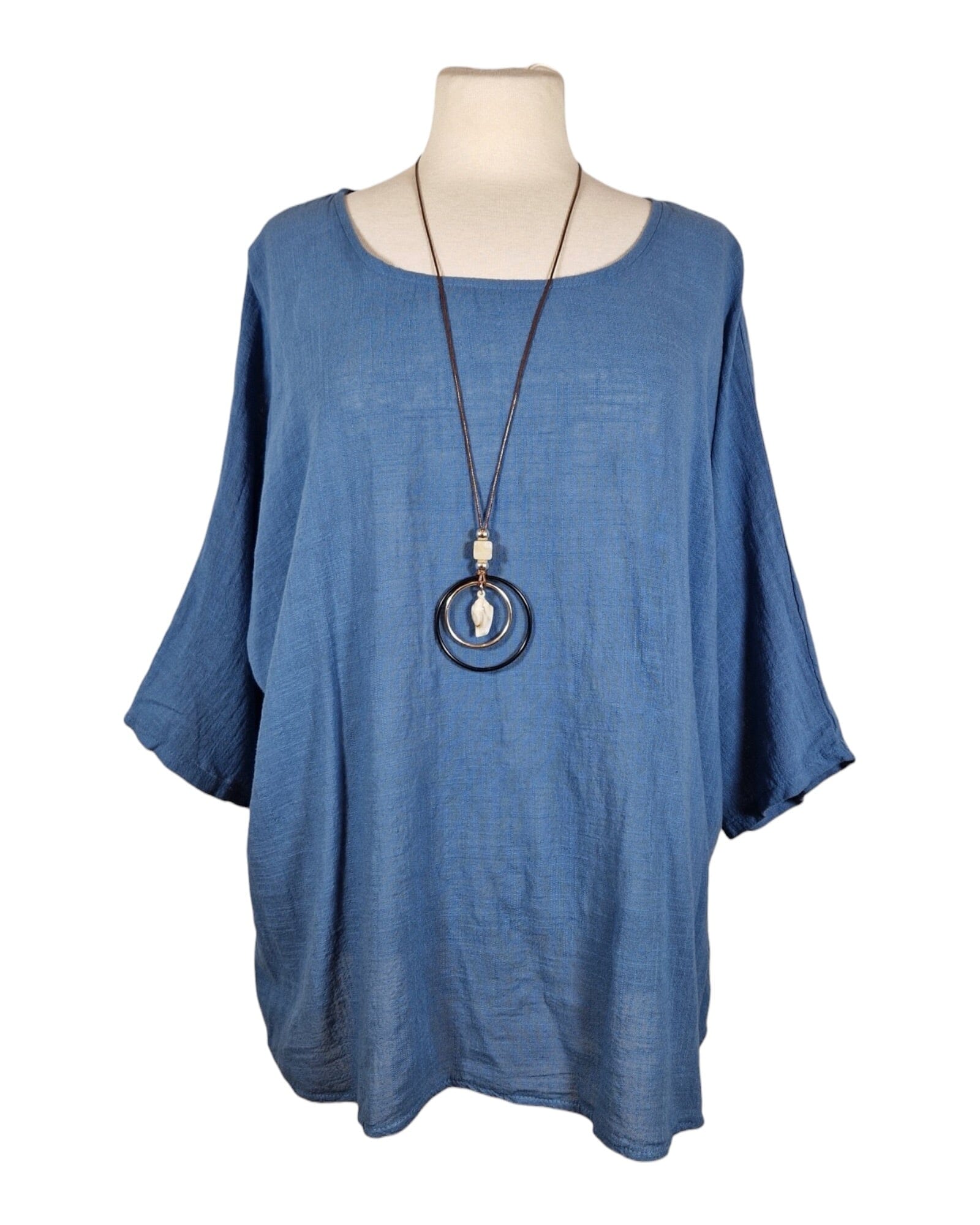 Bluse Lang mit Kette Bluse Kolibri Ulm Jeansblau Einheitsgröße 