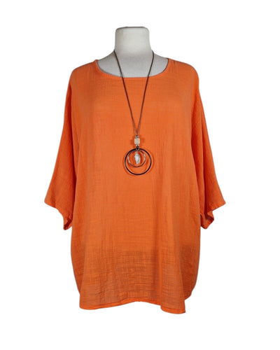 Bluse Lang mit Kette Bluse Kolibri Ulm Orange Einheitsgröße 