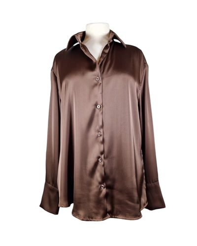 Bluse Satin Bluse Kolibri Ulm Braun Einheitsgröße 