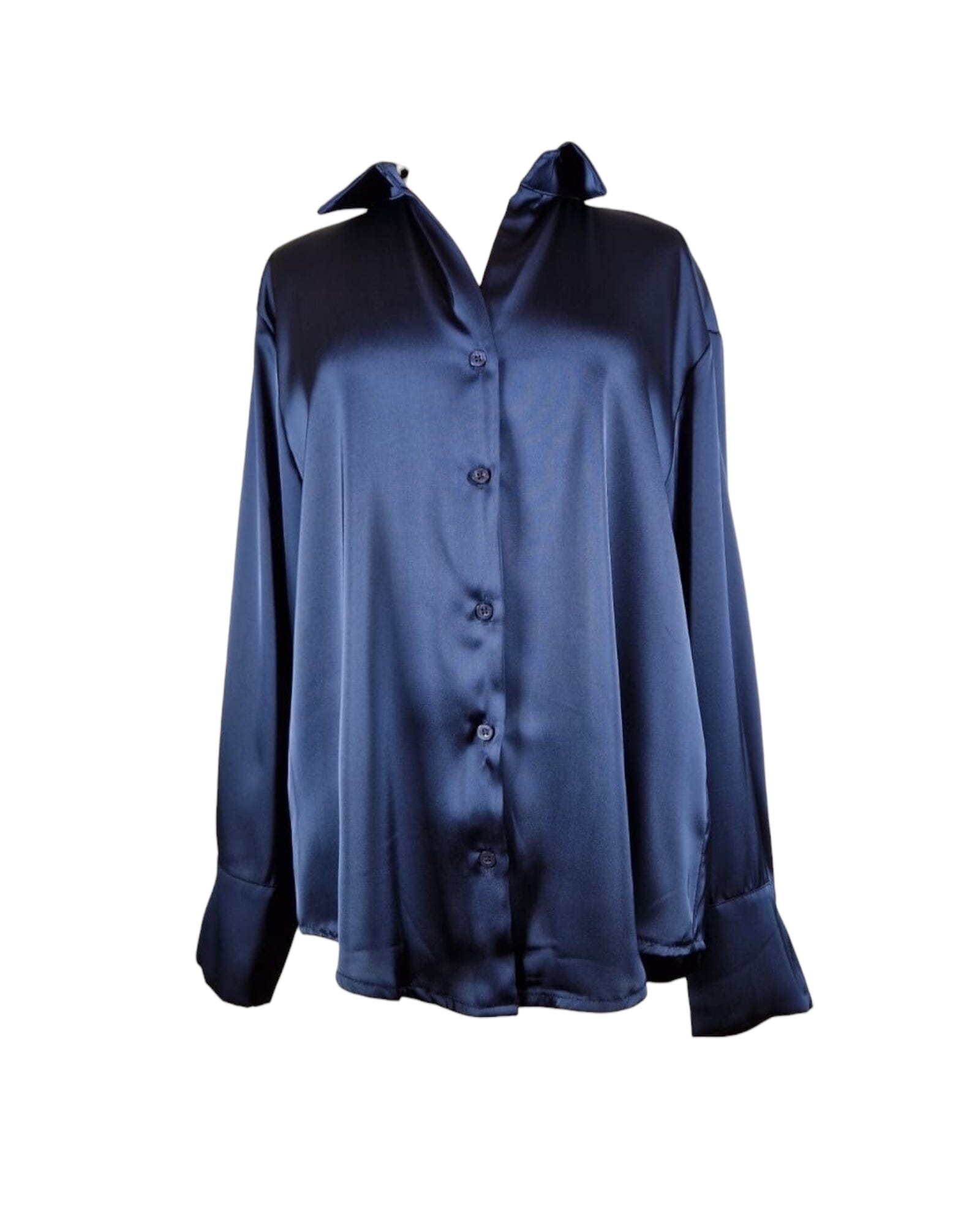 Bluse Satin Bluse Kolibri Ulm Marine Einheitsgröße 