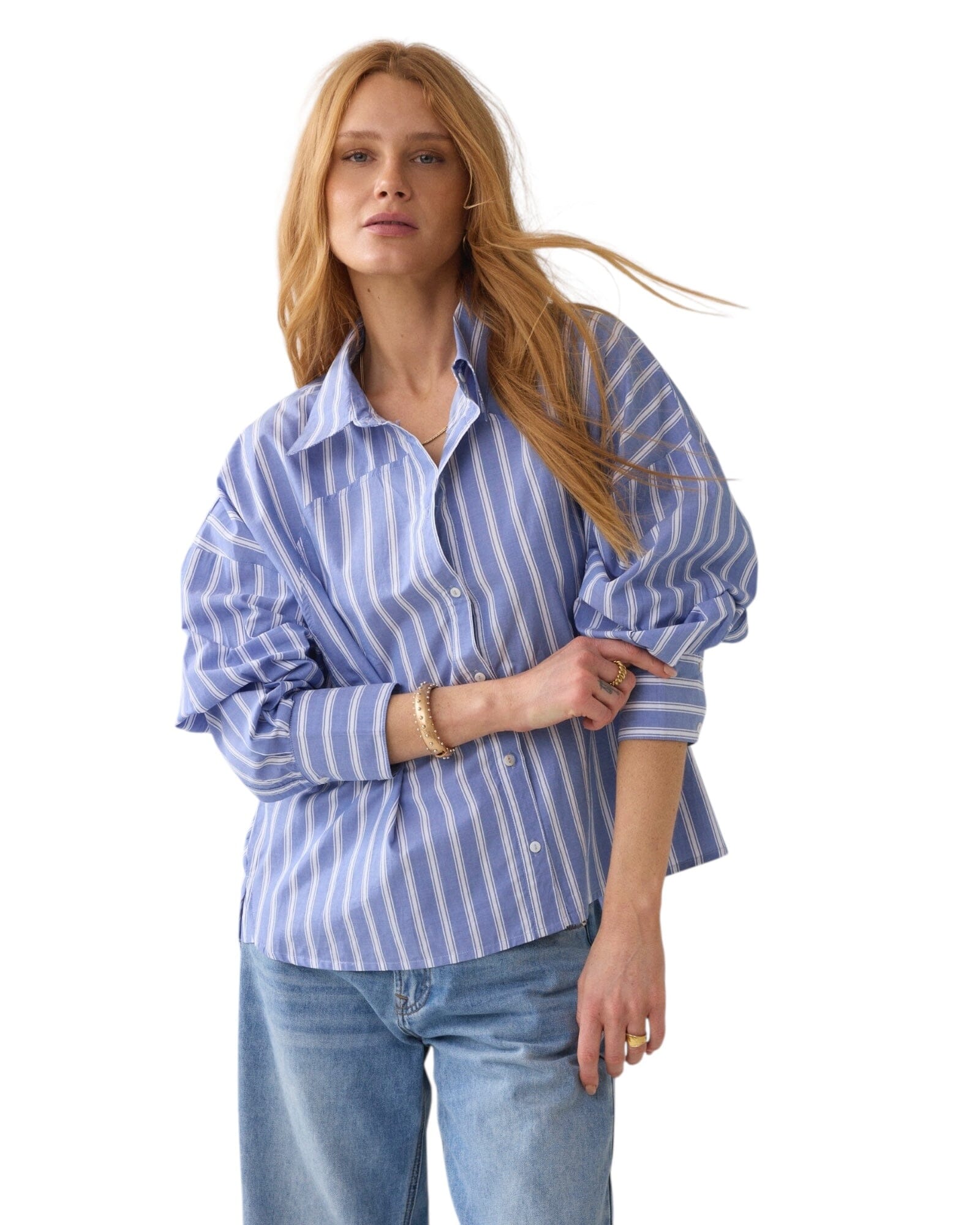 Bluse Shirt Stripe Bluse Summum Woman 423 Soft Blue 36 