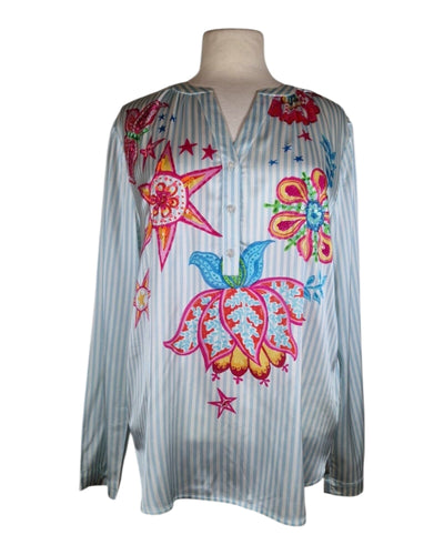 Bluse Stripes & Butterfly Bluse Grace 740 Lightblue S 