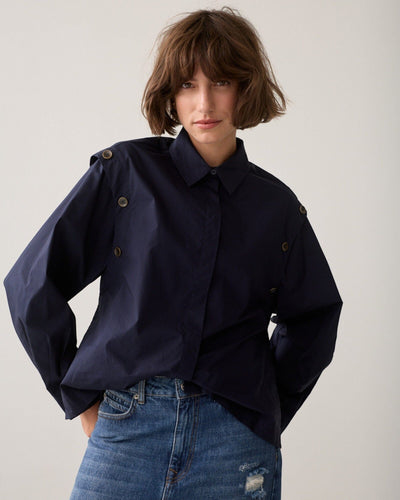 Button Bluse Bluse Summum Woman 495 Midnight Blue 36 