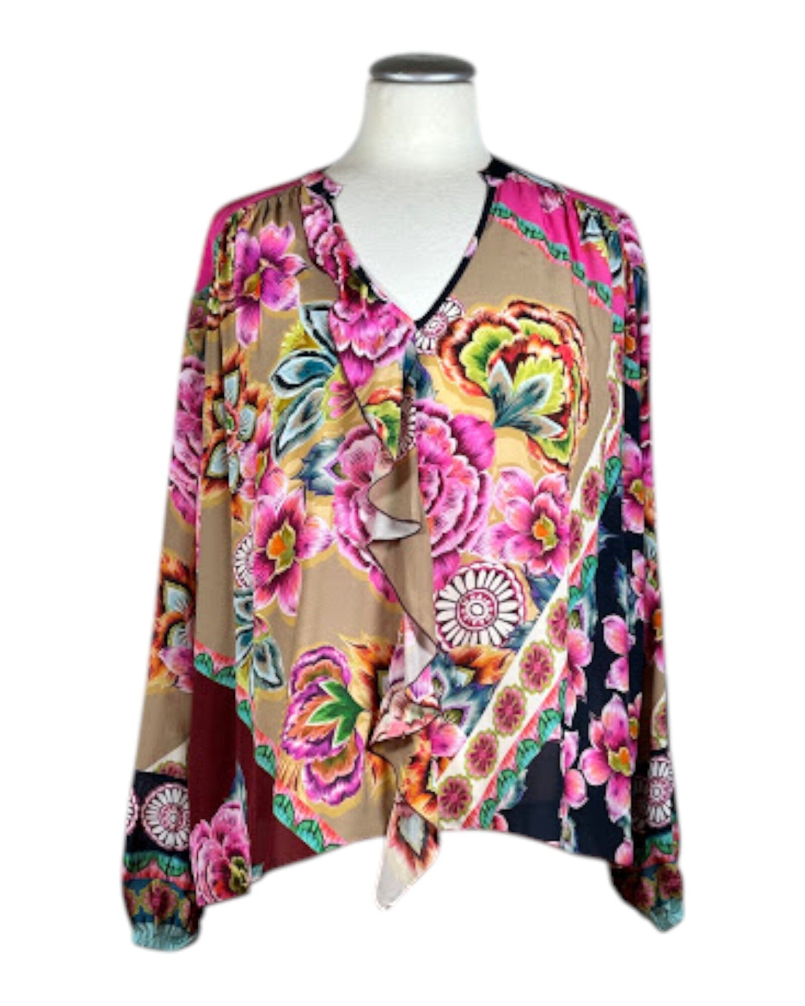 Chiffonbluse FLOWERS Bluse Grace 109 Camel S 