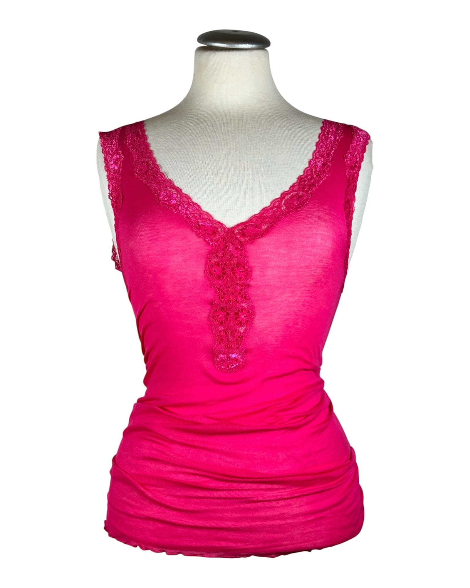 Cotton Lacey Top Seamless Basic Berry Pink S/M 