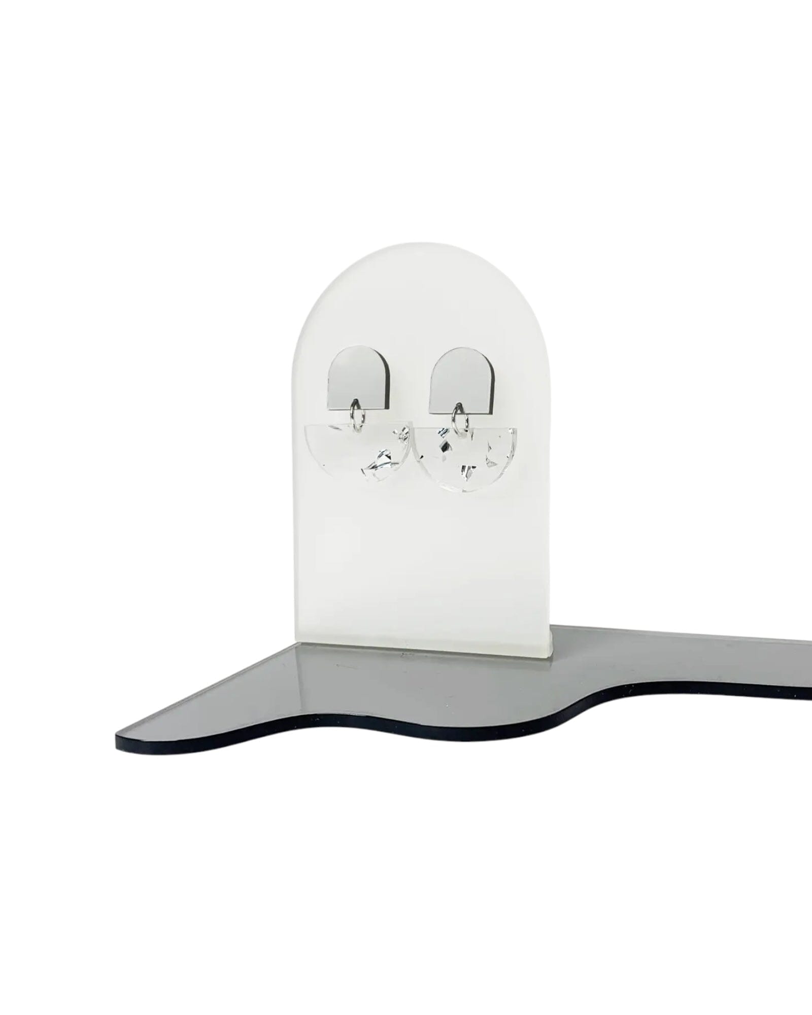 Earring Cara Silver Speckle Ohrringe Mimimono Silber Klar mit Silber Flockenfolie 3,5cm lang 