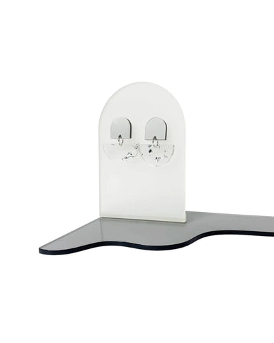 Earring Cara Silver Speckle Ohrringe Mimimono Silber Klar mit Silber Flockenfolie 3,5cm lang 