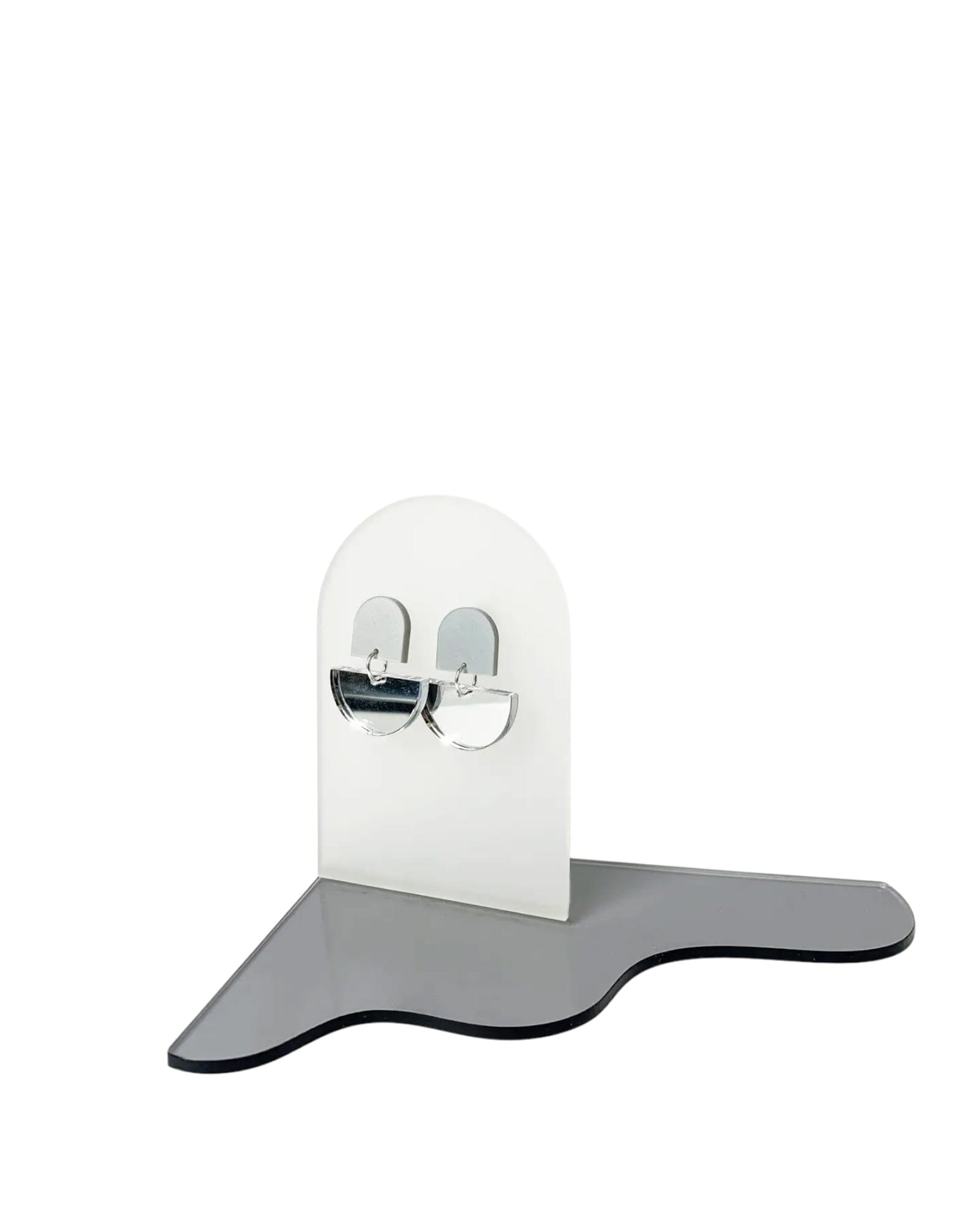 Earring Mirrored Cara Ohrringe Mimimono Silber und Spiegel 3,5cm lang 