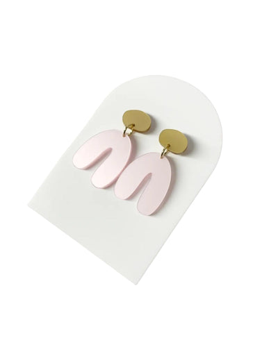 Earring Node recycled Acrylic Ohrringe Mimimono Gold Rosa 4cm Lang 