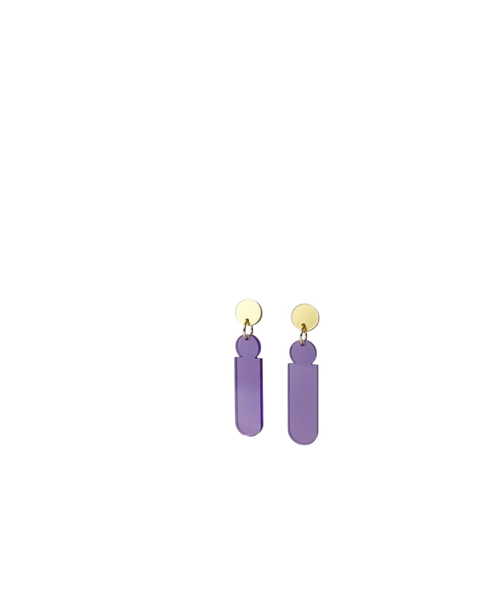 Earring Spectral Violet Ohrringe Mimimono Mattgold Violett 5,5cm Lang 