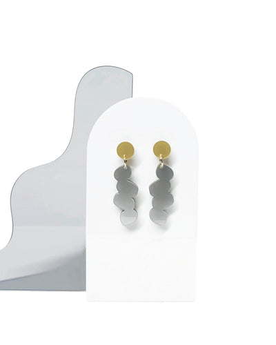 Earring Stones Ohrringe Mimimono mattes Gold + mattes SIlber 5cm lang 