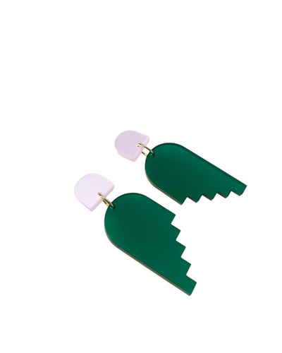 Earring Translucence IV Ohrringe Mimimono rosa Transulenz Grün 6cm Lang 