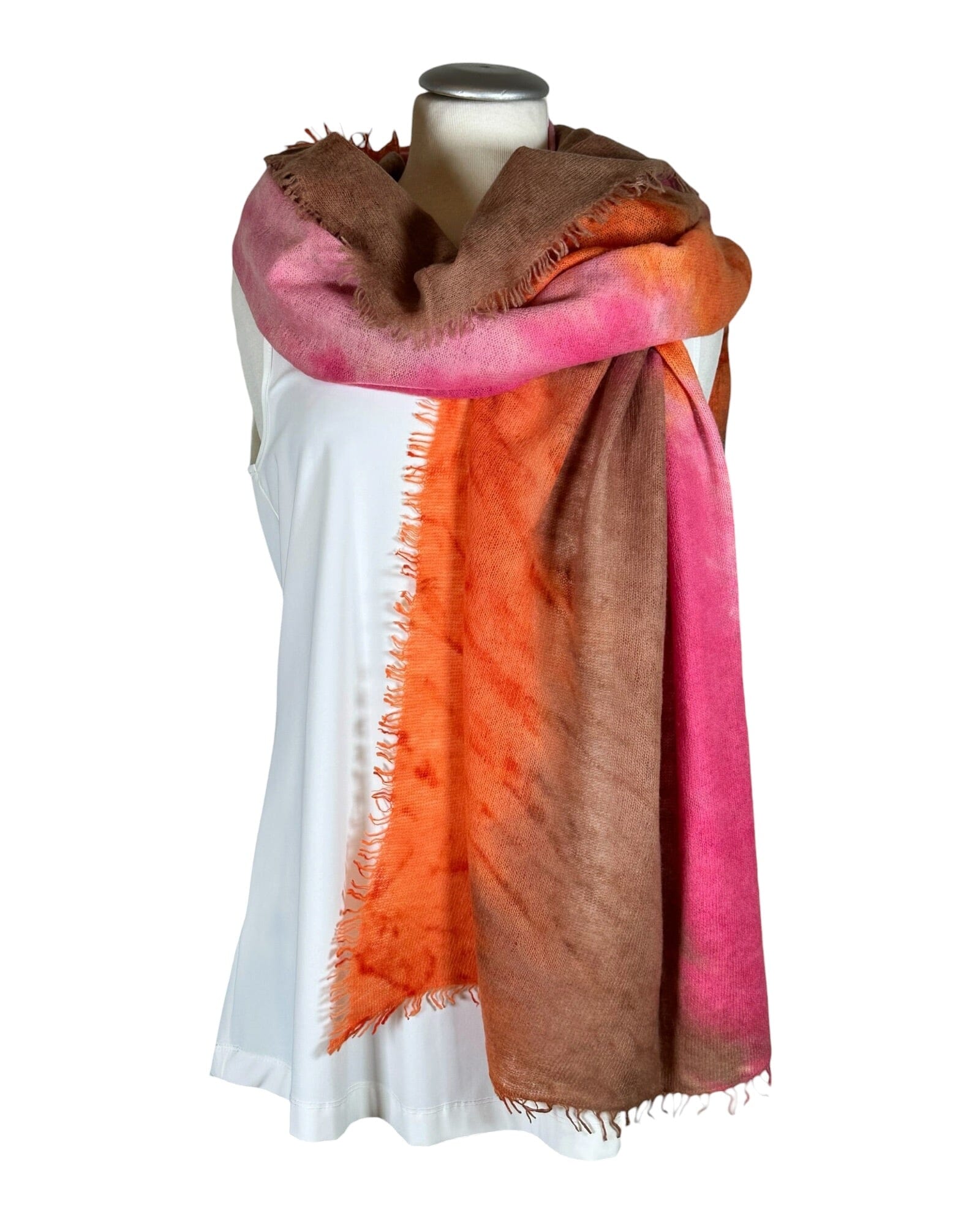 Ice Dye Kaschmirschal Mala Alisha Pink/Orange 80x190 cm 