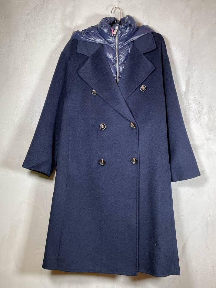 Idalina Wollmantel gepatcht mit Nylon-Kapuze Mantel Lieblingsstück 490 Navy 36 