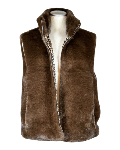 Imitated Fur Weste Weste Funk 880 Dunkelbraun 36 