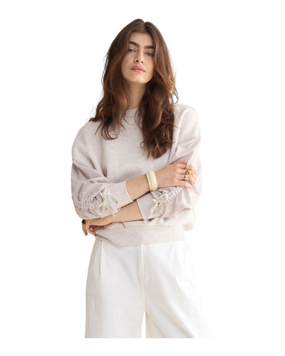 Jersey Melange Sweat Sweatshirt Summum Woman 123 Ivory Melange S 