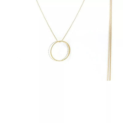 Kette Leni 925er Si 2 Ringe Groß Kette inrosa Gold Kette variabel 85 oder 95 cm tragbar, Ringe bicolor 2,5 cm 