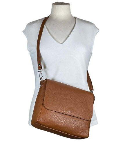 Ledertasche elegant sportlich Handtasche Kolibri Ulm Cognac ca. 24cmx 22cm 