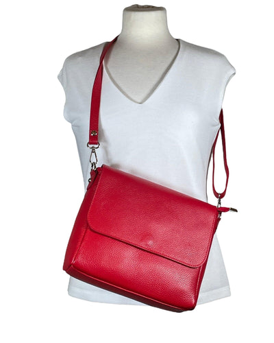 Ledertasche elegant sportlich Handtasche Kolibri Ulm Rot ca. 24cmx 22cm 