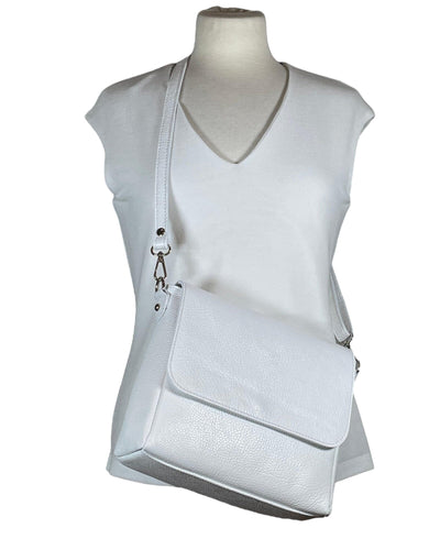 Ledertasche elegant sportlich Handtasche Kolibri Ulm Weiß ca. 24cmx 22cm 