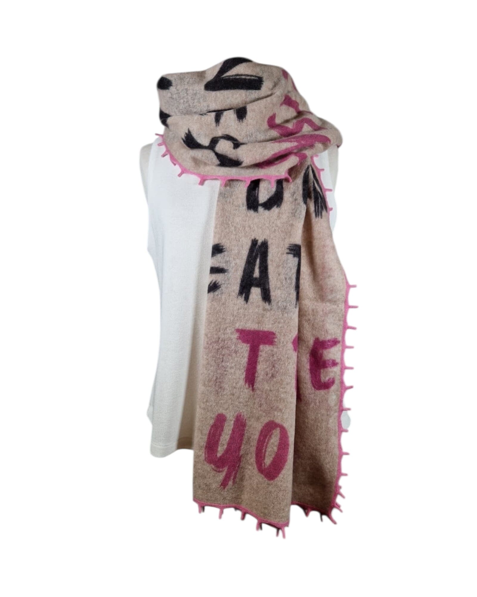 Letters Kaschmirschal Mala Alisha Pink/Camel 75x185cm 