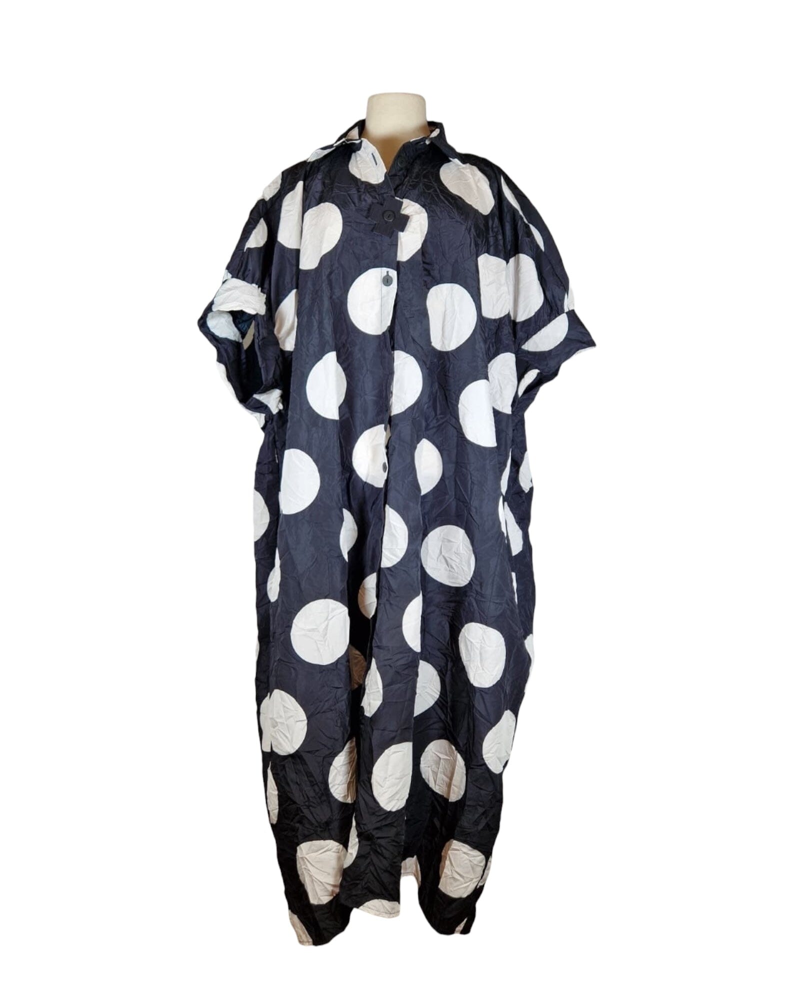Long Shirt Shirt Plü Black white Dots Einheitsgröße 