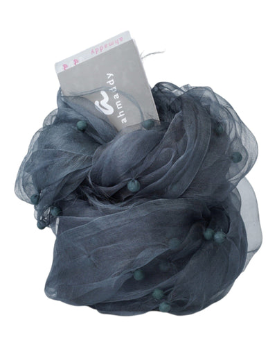 Organza Seidenschal Seidentuch Ahmaddy 11 Dunkelgrau 80x180cm 