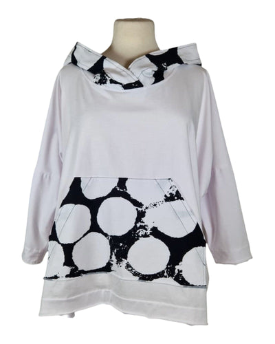 Oversized Kapuze Shirt Elli 119 Weiß/Schwarz 1 
