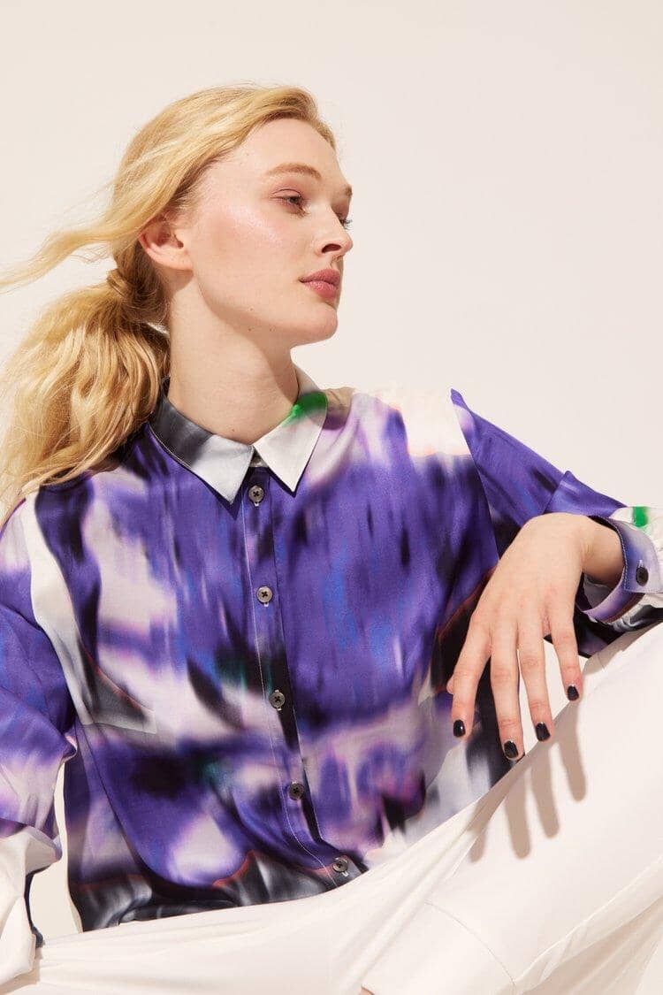 Print Bluse Bluse Hindahl & Skudelny Lila Flower S 