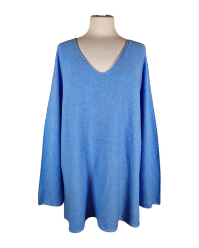 Pullover V-Ausschnitt Lang Pullover Kolibri Ulm Blau Einheitsgröße 