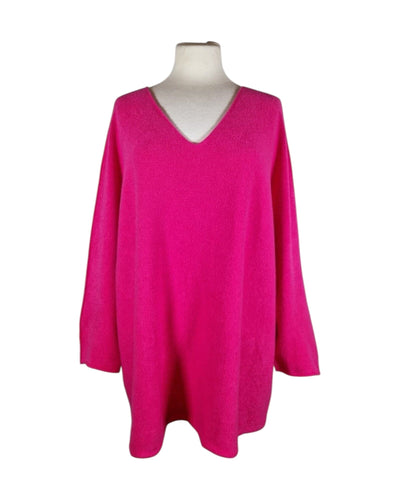 Pullover V-Ausschnitt Lang Pullover Kolibri Ulm Fuchsia Einheitsgröße 