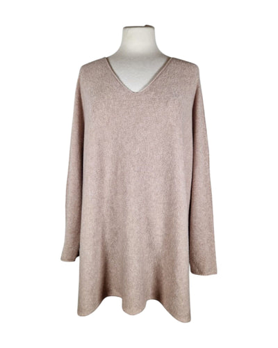 Pullover V-Ausschnitt Lang Pullover Kolibri Ulm Taupe Einheitsgröße 