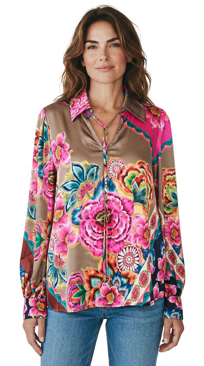 Satinbluse FLOWERS Bluse Grace 