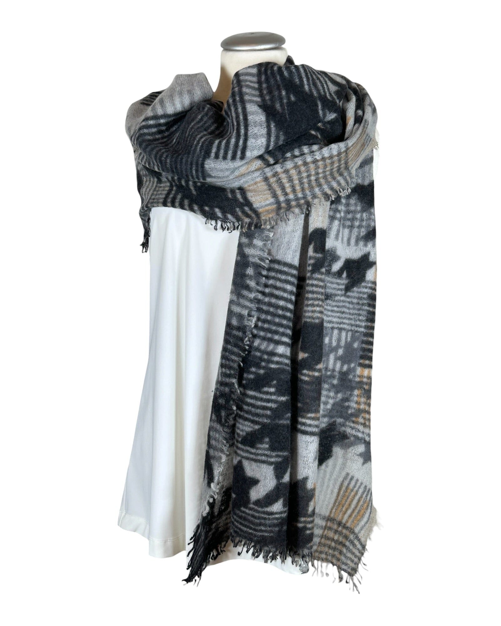 Shadow Kaschmirschal Mala Alisha Black/White 80x190 cm 